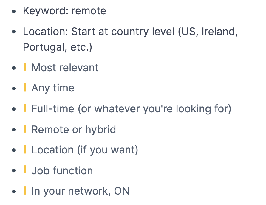 6 Steps to Land a Remote Job (Using LinkedIn) - image 01_filters on https://theconnection.news